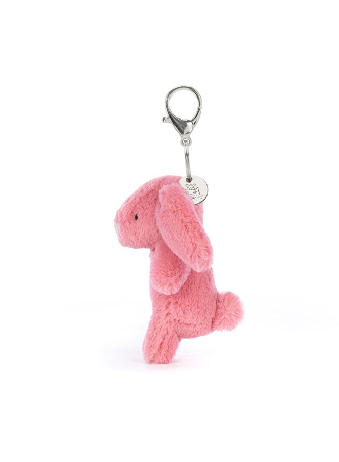 Jellycat Bashful Bunny Pink Bag Charm 9 cm, Mini Plush Bunny Keyring with Clip, Cute Accessory for Bags & Backpacks - Image 2